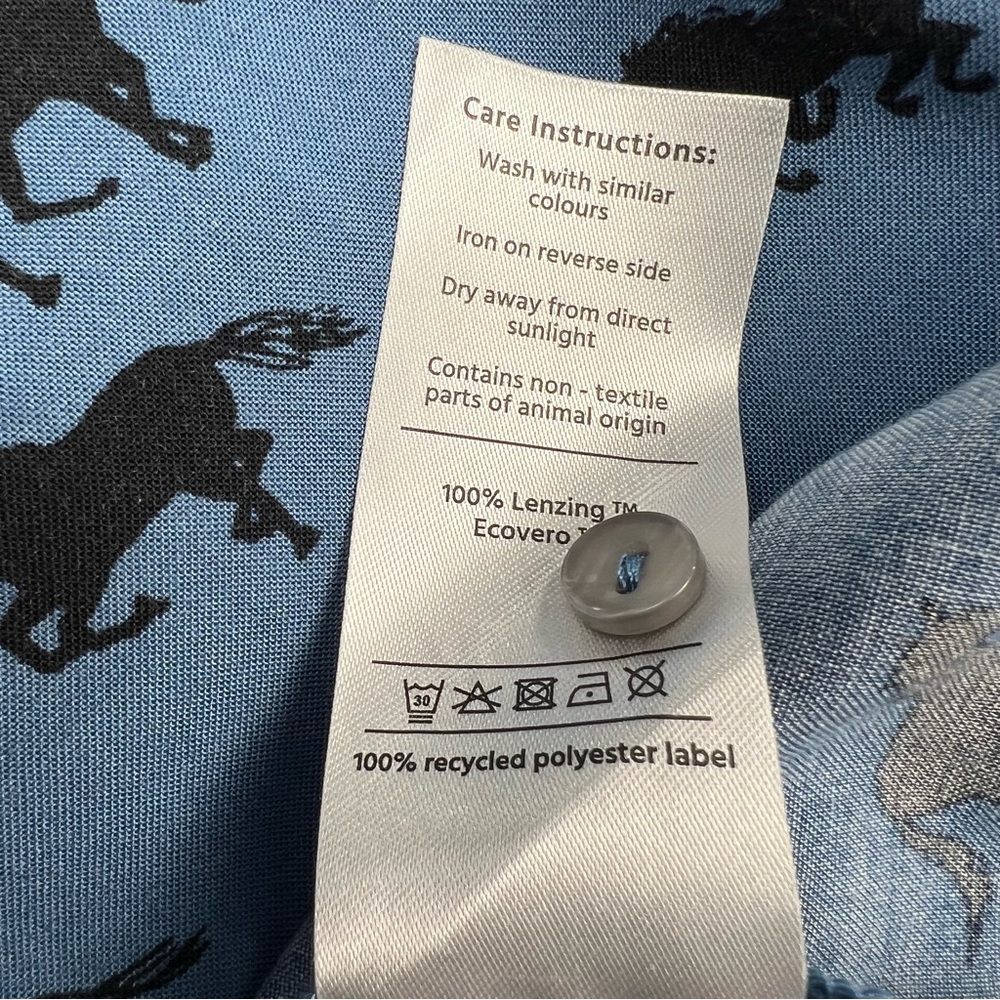 Anorak Horse Print Babydoll Tie Back Dress size 12 Blue Multi Twee Westerncore - Picture 8 of 11